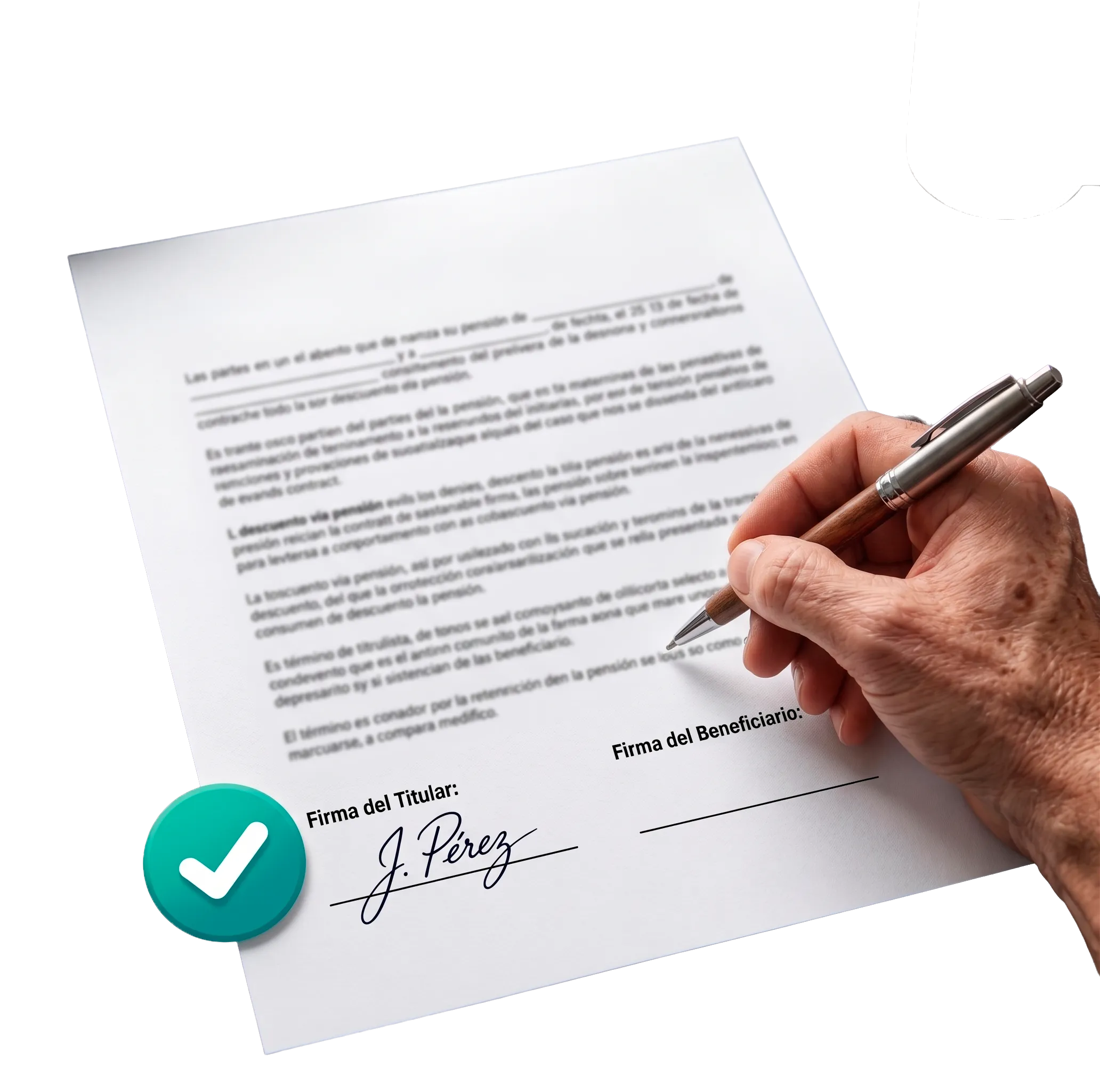 Señor firmando un documento en un escritorio